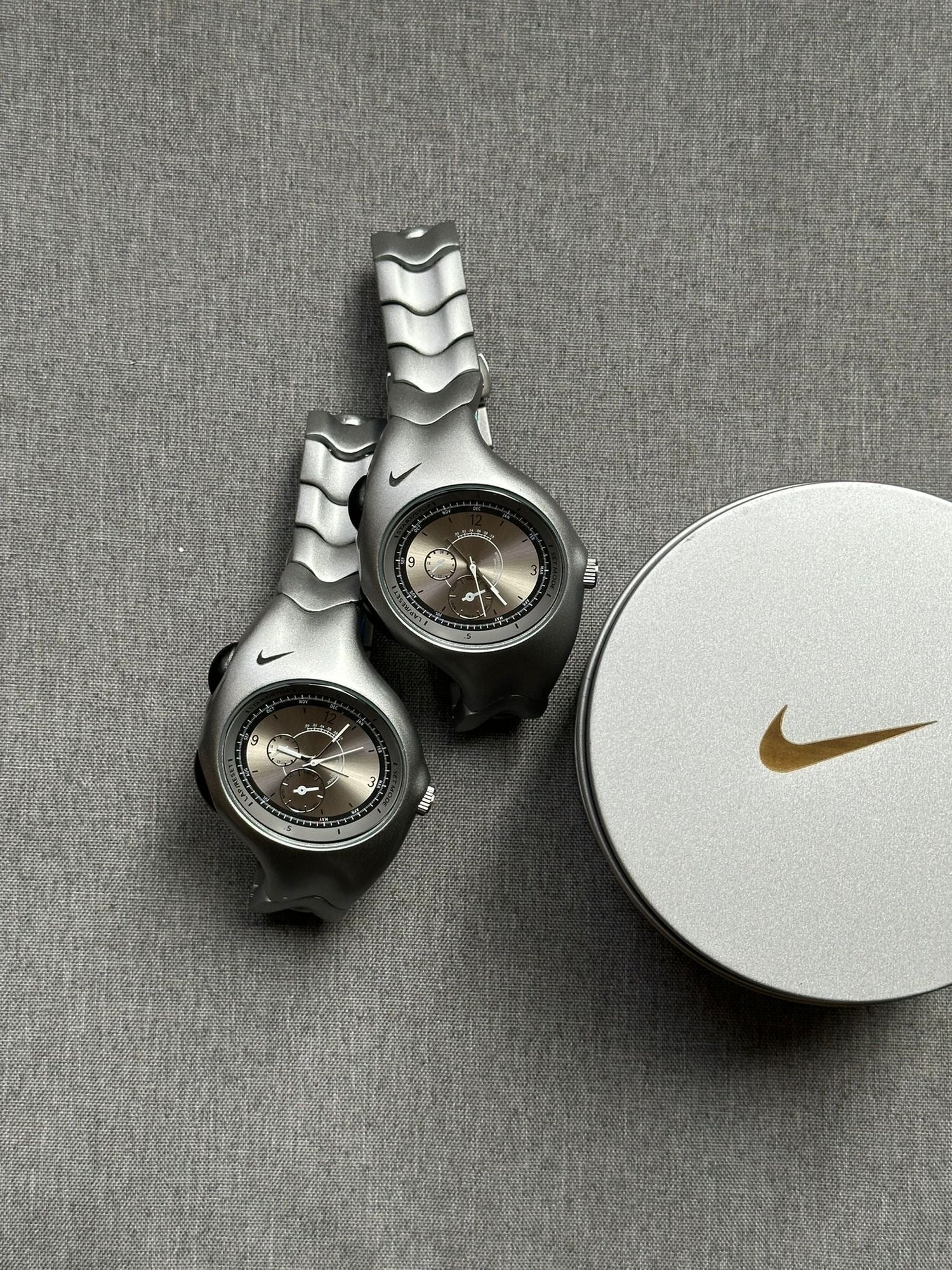 Nike Triax Chronograph Watch Silver on silver dial – Vintage Stainless Steel Sports Watch, Rare Collectible Timepiece
